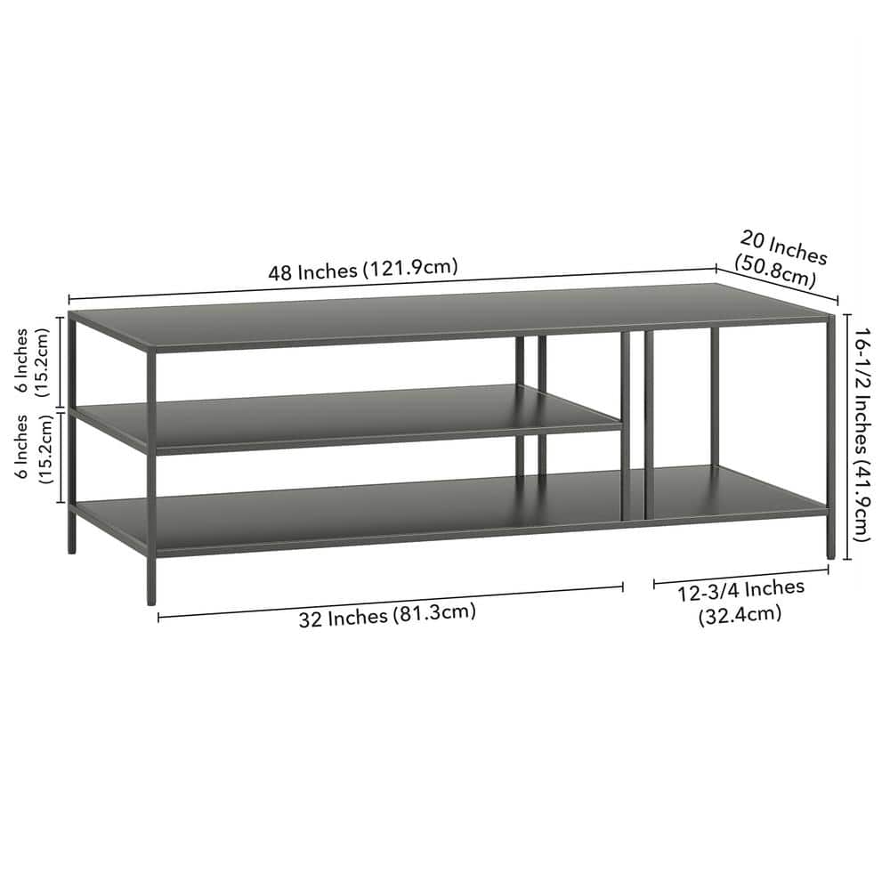 Gunmetal Gray Steel Rectangular Coffee Table with Shelves