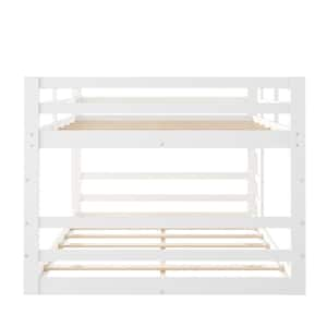 Low and Durable White Full Over Full Bunk Bed with Ladder