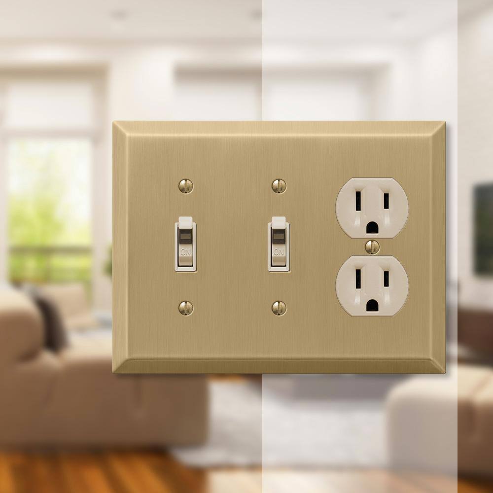 Brushed Bronze Double Toggle Single Duplex Steel Wallplate