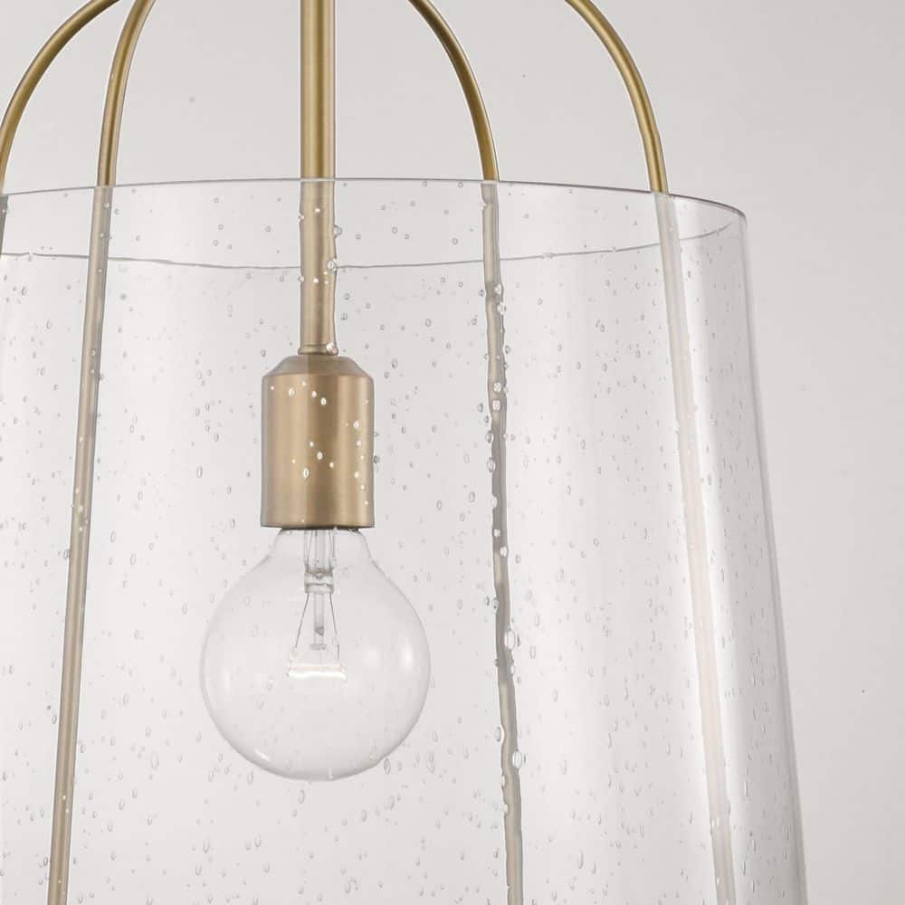 Madison Aged Brass and Clear Seeded Glass Pendant Light