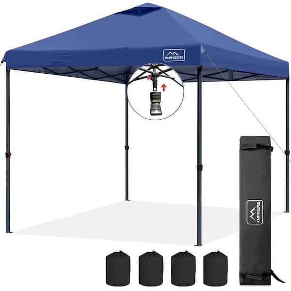 Zeus & Ruta 10 ft. x 10 ft. Navy Blue Outdoor Pop-Up Gazebo Canopy Tent with Wheeled Carry Bag, Bonus 8 Stakes and 4 Ropes