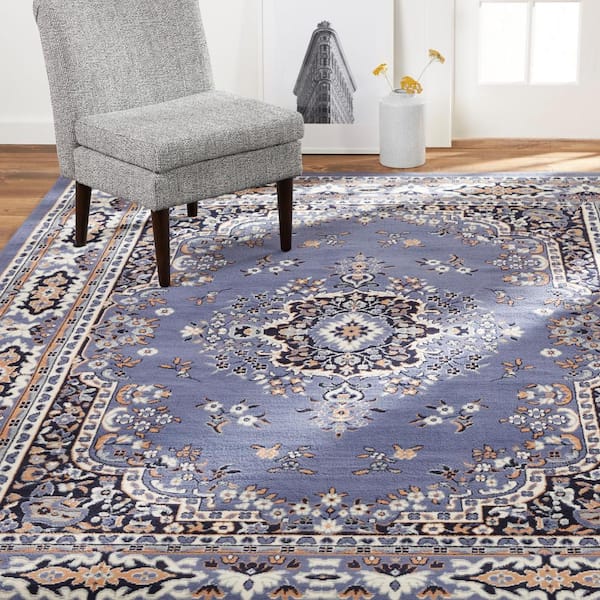 Premium Sakarya Blue/Brown 2 ft. x 3 ft. Medallion Area Rug