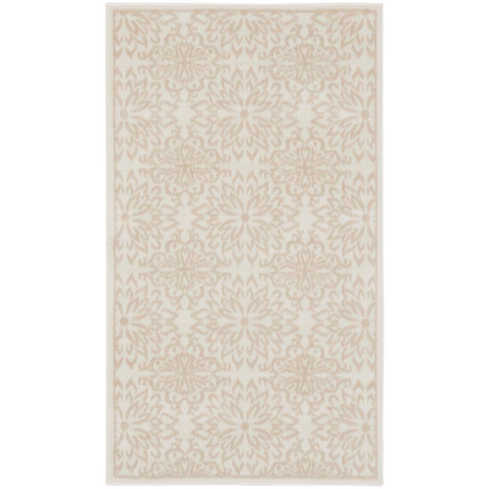 Nourison Jubilant Ivory Beige 3 ft. x 5 ft. Floral Transitional Area ...