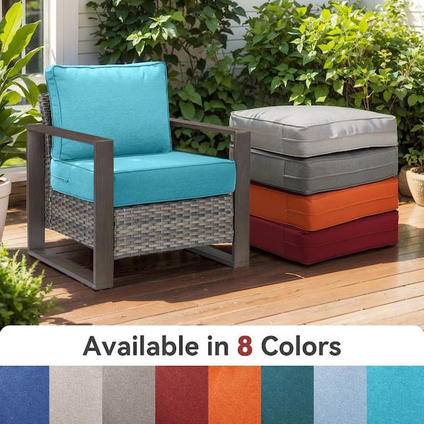 Modern 24 in. x 24 in. x 6 in. 12-Piece Deep Seating Outdoor Lounge Chair Thick Cushion Set in Light Blue (6-Set)