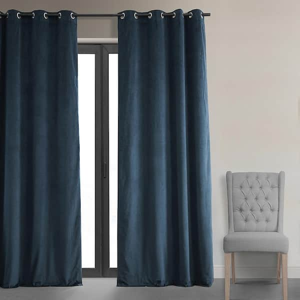 52 x 96 inch Velvet Curtains with Grommets Navy Blue - 2 Panels