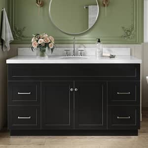 Hamlet 61 in. W x 22 in. D x 36 in. H Bath Vanity in Black with Carrara Marble Vanity Top