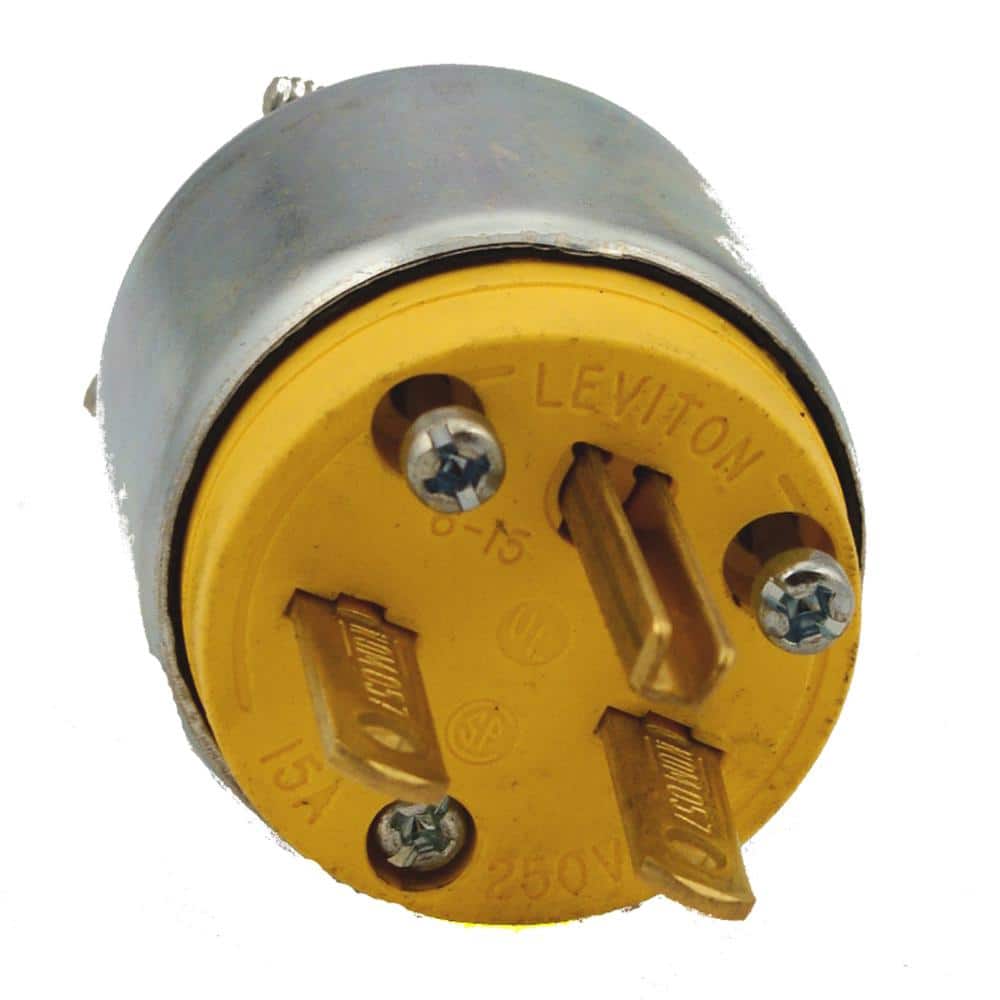 Leviton 15 Amp 250-Volt Armored Grounding Plug, Steel 615PA 615PA