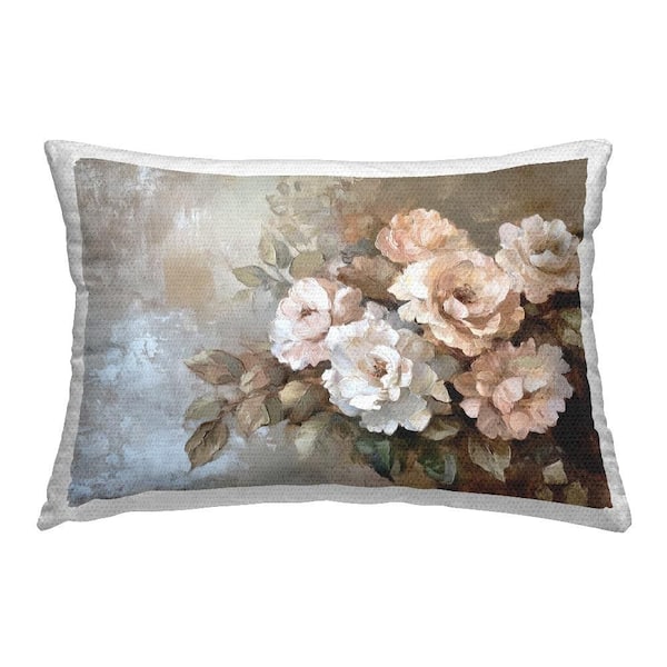 Stupell Industries Pastel Budding Blooms Pink Rectangular Outdoor Throw Pillow