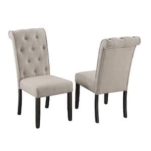 Karol Beige Weathered Finish w/Buttons Side Chairs Set of 2.