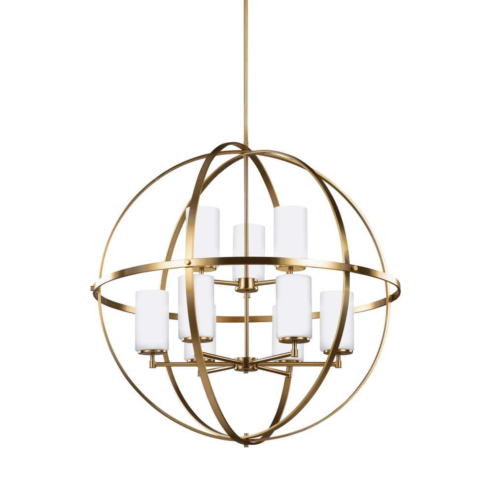 Alturas 9-Light Satin Brass Modern Hanging Globe Chandelier with LED Bulbs price history on PriceWatchPro