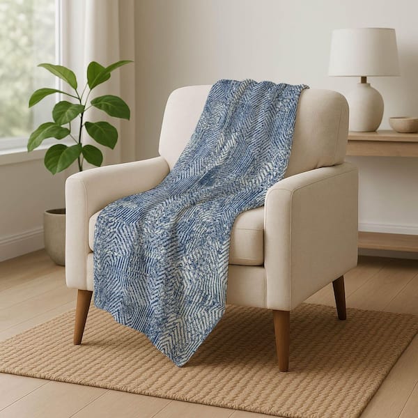 Premium Machine Washable ASB912 Navy 50 in. x 70 in. Sherpa Throw Blanket
