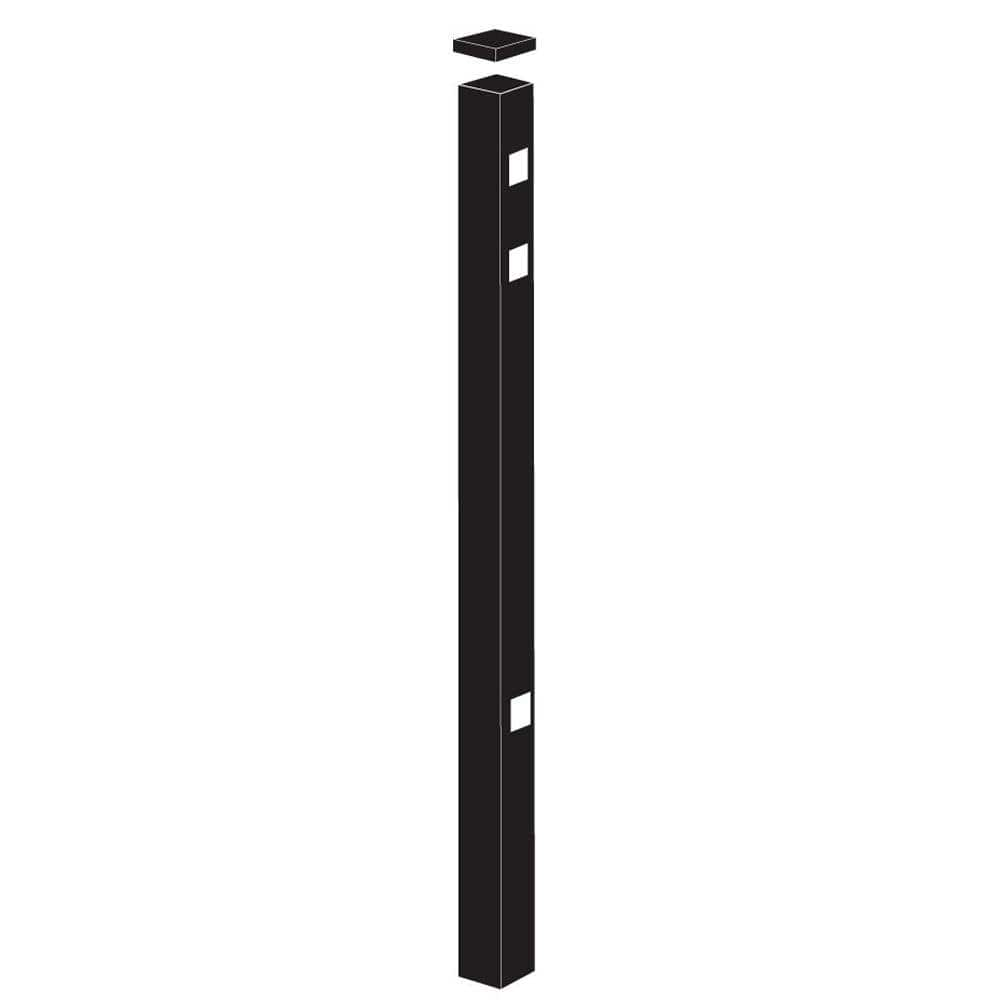 Barrette Outdoor Living Cascade/New Hope Standard-Duty 2 in. x 2 in. x 7-3/8 ft. Black Aluminum Fence Gate Post