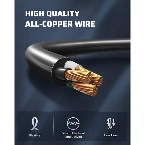 DEWENWILS 3 Outlet Extension Cord With Flat Plug, 3FT 16/3 Awg Grounded Power Cable For Indoor