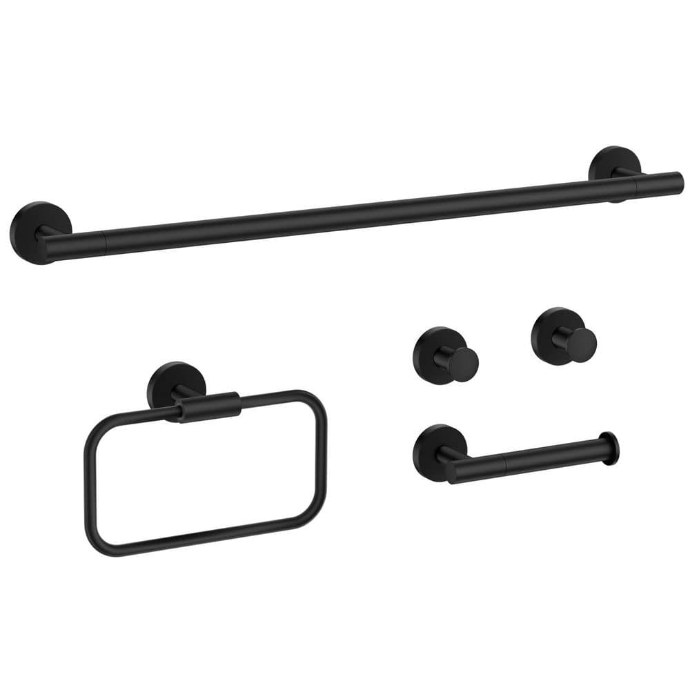 5-Piece Bath Hardware Set with Towel Rack, Toilet Paper Holder, Towel Ring and 2-Towel Hook Matte Black price history on PriceWatchPro