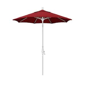 7.5 ft. Matted White Aluminum Market Patio Umbrella Fiberglass Ribs and Collar Tilt in Red Pacifica