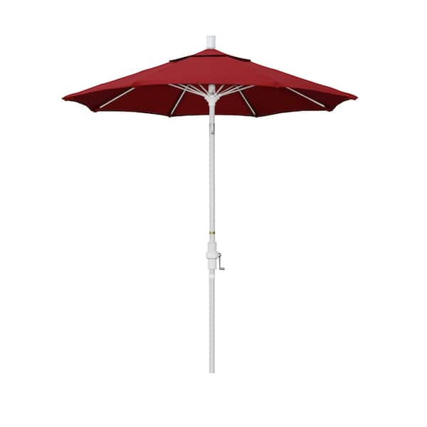 California Umbrella 7.5 ft. Matted White Aluminum Market Patio Umbrella Fiberglass Ribs and Collar Tilt in Red Pacifica