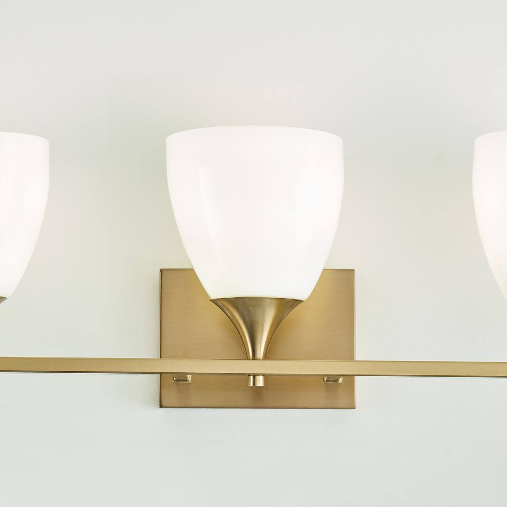 Toffino Satin Brass and Milk Glass 3-Light Wall Sconce