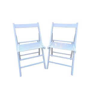 Anky White Wood Portable Folding Lawn Chairs for Camping (Set of 2)