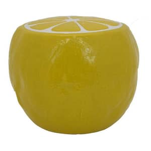 17.5 in. Yellow Round Tile Ceramic Plant Stand with 1 Tier