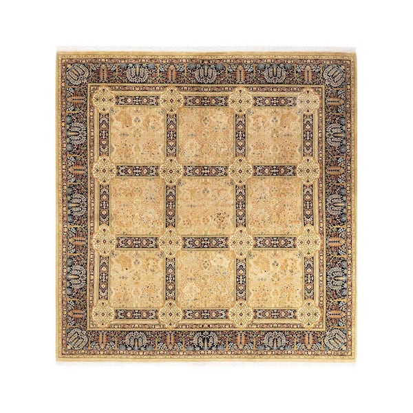 Mogul Traditional Yellow 8 ft. 1 in. x 8 ft. 4 in. Oriental Area Rug