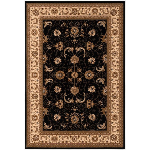 Majestic 3' x 3' (Exact Size: 2'8" x 3') Persian Indoor Doormat Rug, Black Beige, Traditional