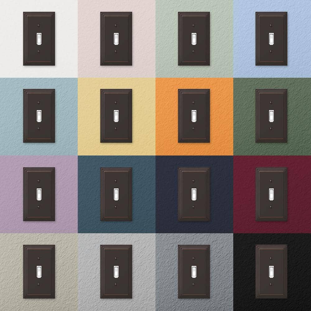 Aged Bronze 3-Gang Metal Wall Plate with Steps Design