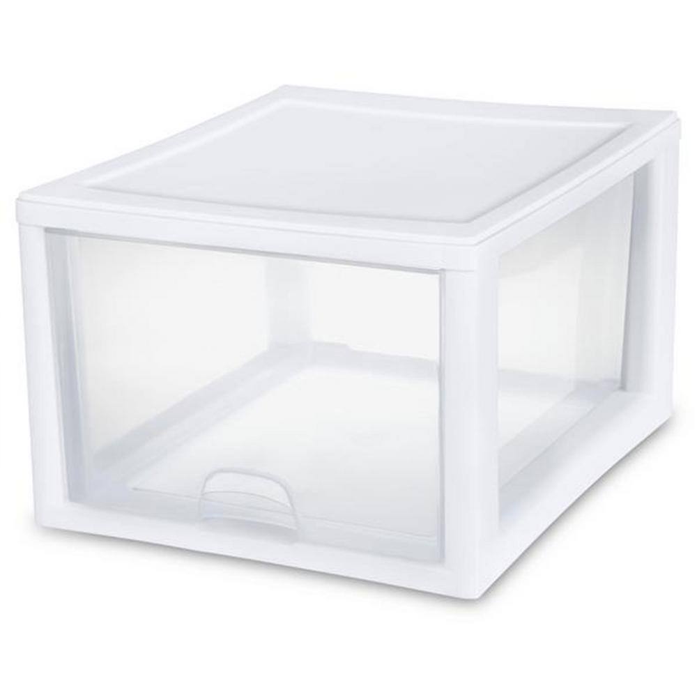 10.25 in. x 10.25 in. Clear Stackable Plastic 1-Drawer Organization Container, 16 Pack