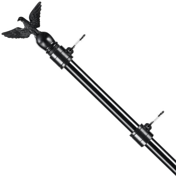 6FT Adjustable Stainless Steel Flag Pole Kit with Holder Bracket Tangle Free Design for 3x5 Flags Outdoor House Porch