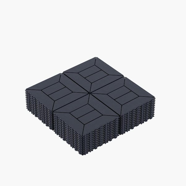 Huluwat 12 in. x 12 in. Polypropylene DIY Module Interlocking Patio Deck Tiles, Dark Gray (44-Pieces)