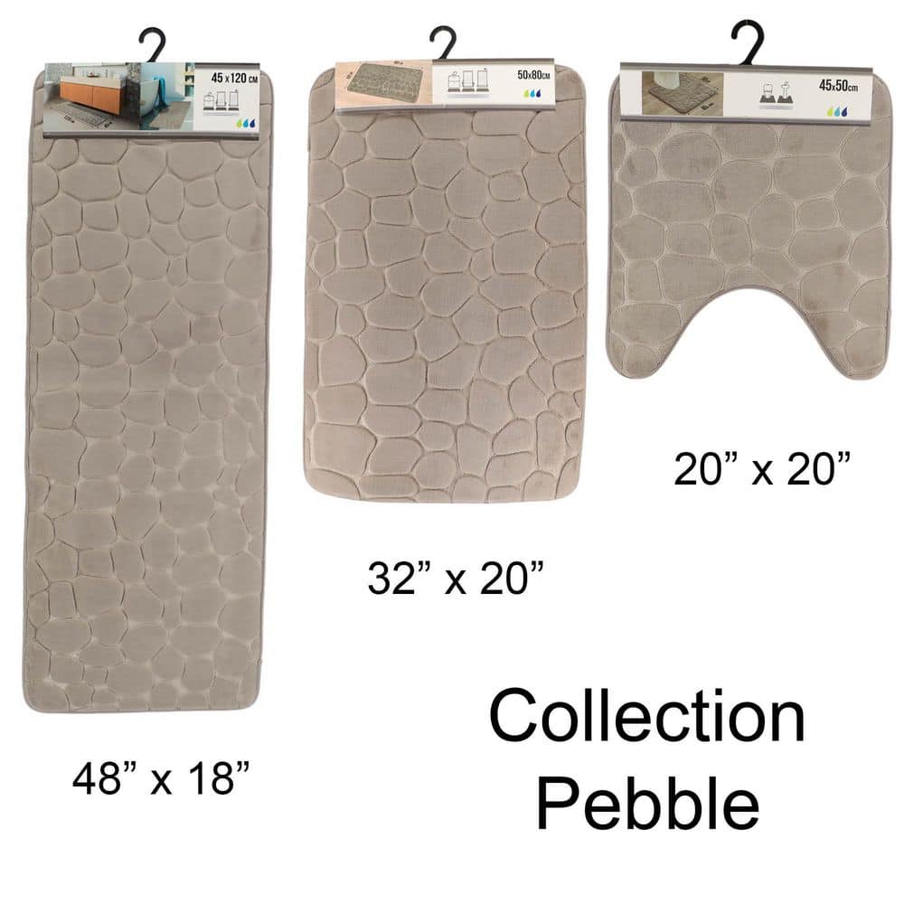 Taupe Memory Foam Runner Mat with 3D Pebble Design