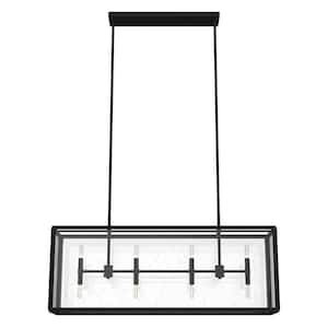 Felippe 8-Light Natural Iron Island Chandelier with Clear Seeded Glass Shade Kitchen Light