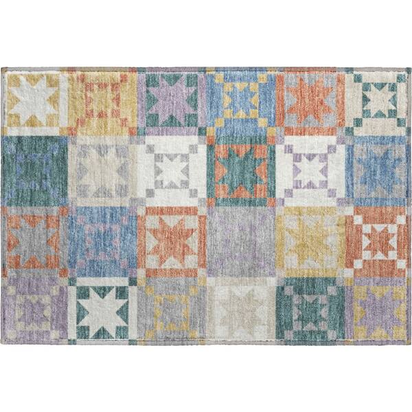 Mayfield Premium Machine Washable Abstract AMF2538 Silver 3 ft. x 4 ft. Area Rug