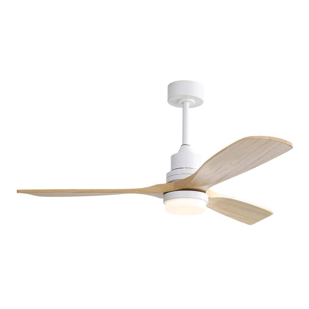 52 in. Indoor White Ceiling Fan with Light, 3-Wood Blades, Dimmable, Revers
