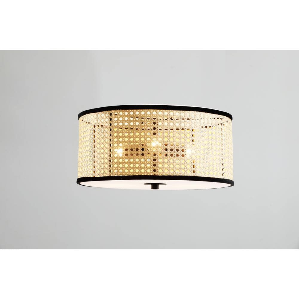 Nakuv 16'' Black Bohemian LED Flush Mount with Velvet Accents