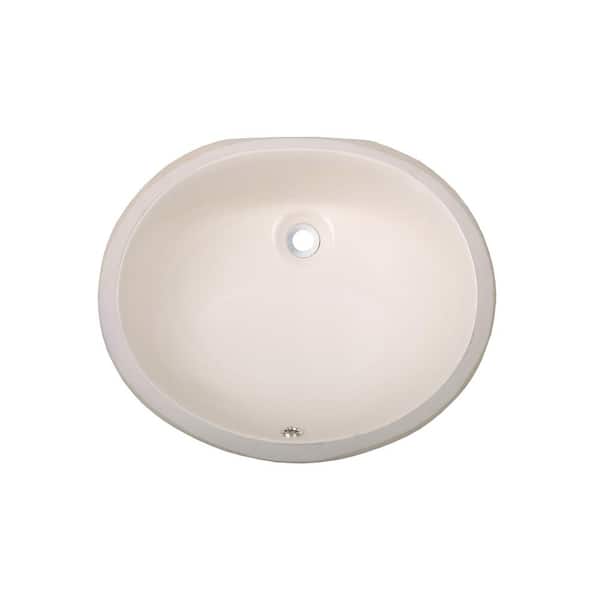 CHESHIRE 19 in . Undermount Oval Bathroom Sink with Overflow Drain in Biscuit