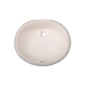 19 in . Undermount Oval Bathroom Sink with Overflow Drain in Biscuit