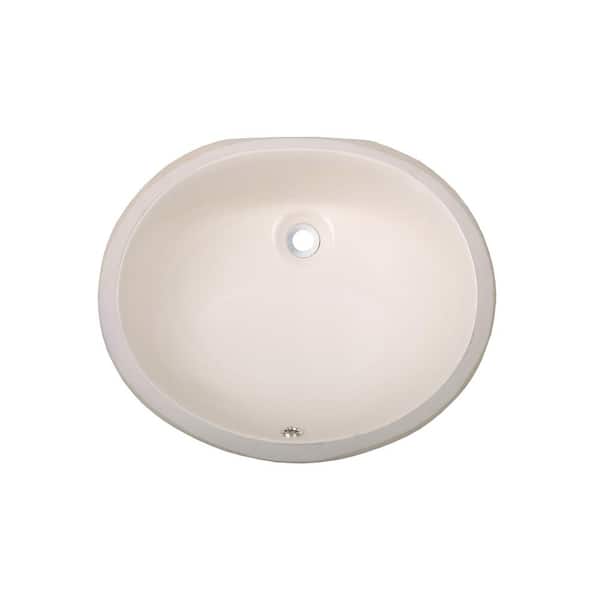 Unbranded 19 in . Undermount Oval Bathroom Sink with Overflow Drain in Biscuit