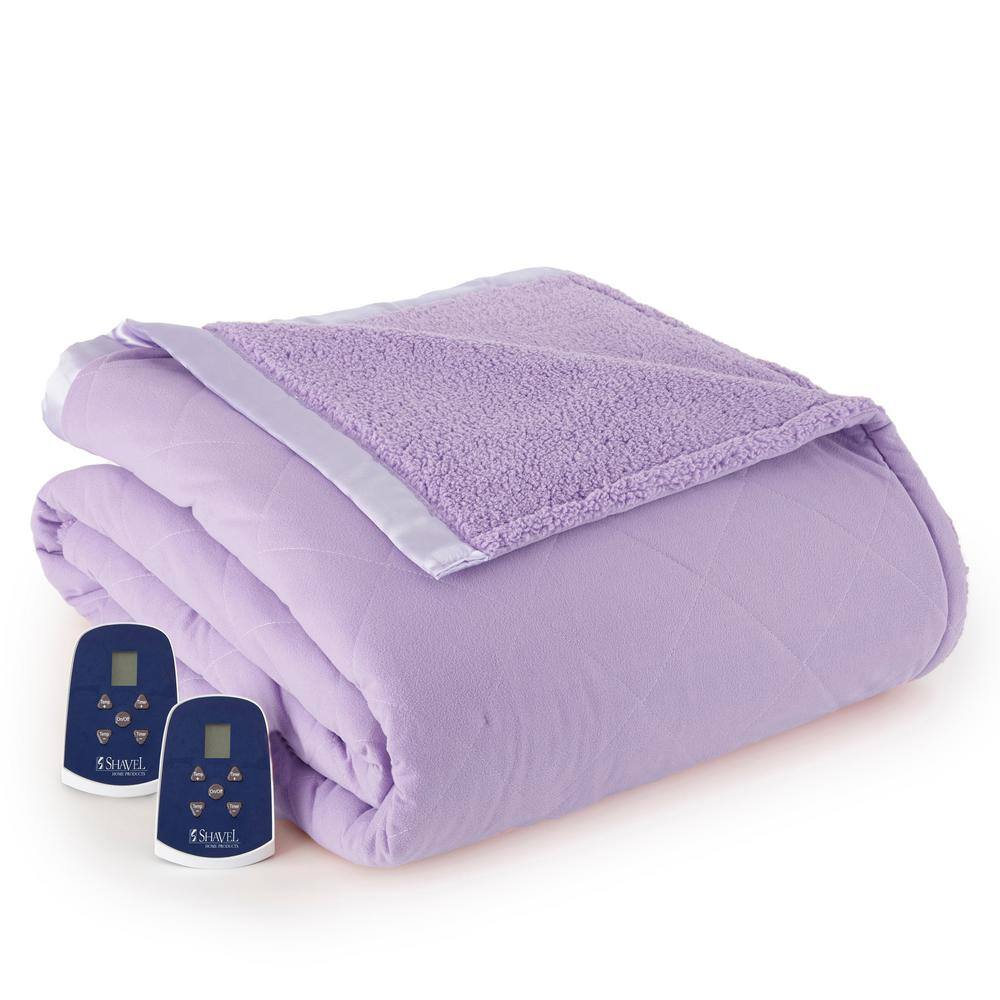 Micro Flannel Sherpa Reverse Queen Amethyst Electric Heated Blanket  EBSHQNAMT - The Home Depot