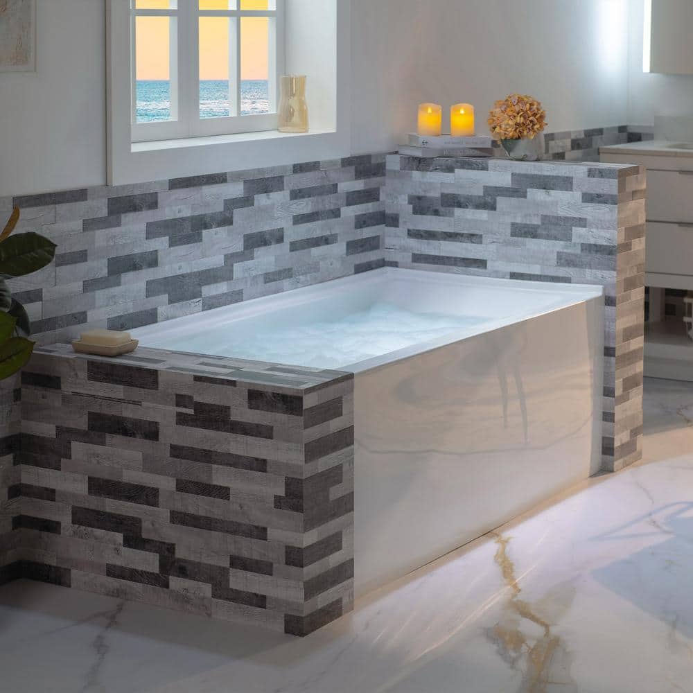 Vine 60'' x 30'' White Acrylic Alcove Soaking Bathtub