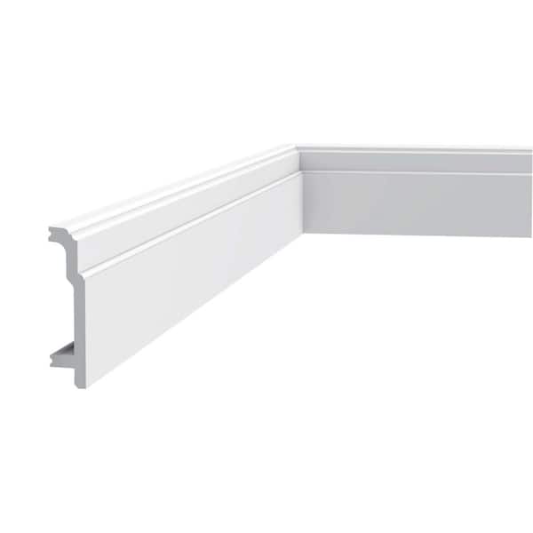 ORAC DECOR 1 in. D x 4-1/4 in. W x 78-3/4 in. L Primed White High Impact Polystyrene Baseboard Moulding (2-Pack)