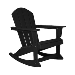 Laguna Fade Resistant Outdoor Patio HDPE Poly Plastic Adirondack Porch Rocking Chair in Black