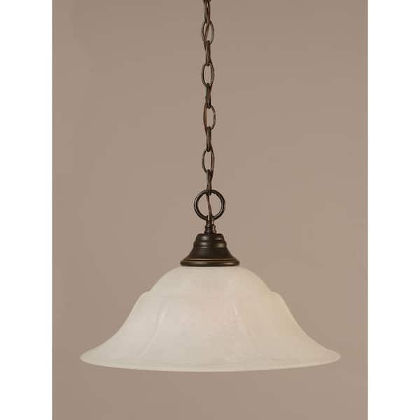 Unbranded Kingston 100-Watt 1-Light Dark Granite Bowl Mini Pendant Light with Glass Shade