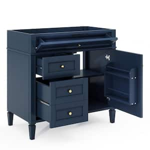 35 in. W x 17.87 in. D x 33 in. H Bath Vanity Cabinet without Top in Blue with 3-Drawers