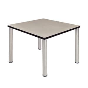 Rumel 36 in. L Square Chrome and Maple Wood Breakroom Table (Seats 4)