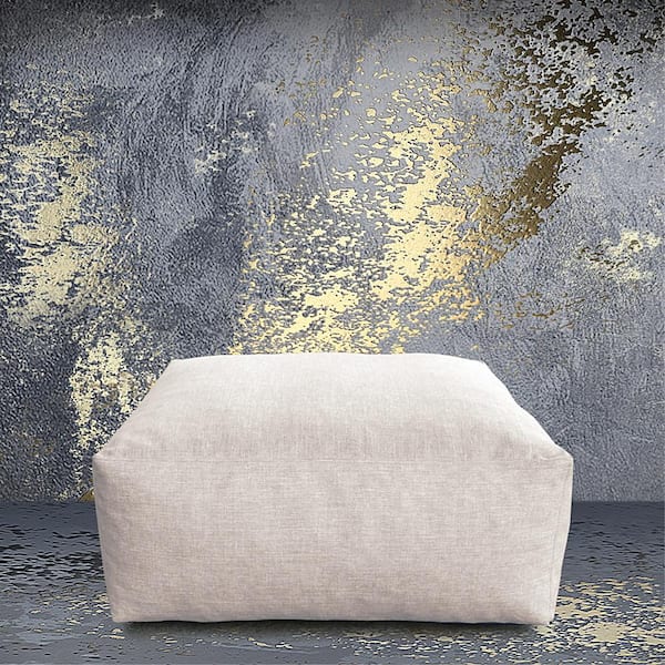 eVita Outdoor Patio Furniture Plastic Ottoman Chair (light beige)
