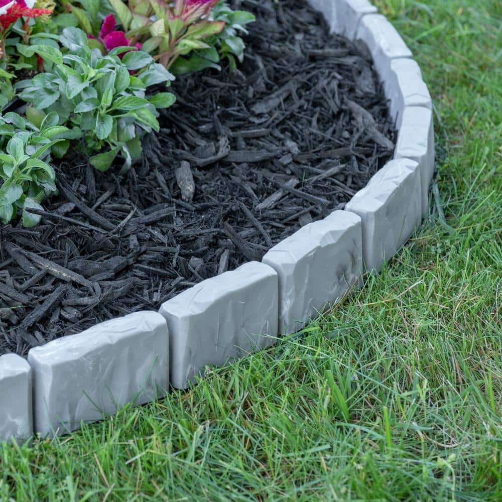 Slate Gray Faux Stone No-Dig Landscape Edging Kit, 60 ft