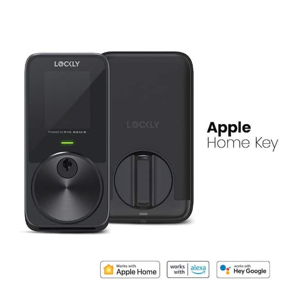 Pin Genie Pro Matte Black Deadbolt Apple Home Key Wi-Fi Smart Lock, Siri/Google/Alexa, Hack-Proof Keypad, Free App, Key