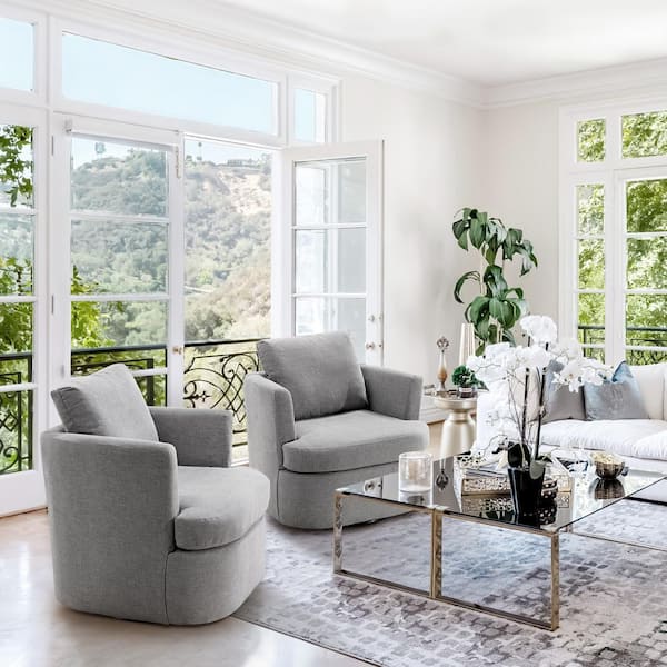 LUE BONA Carino 360° Light Grey Modern Swivel Barrel Chair