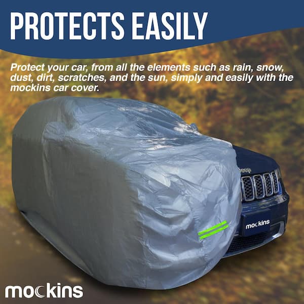 Mockins Heavy-Duty Waterproof Car Cover for SUV - 190t Polyester 190 in. x 75 in. x 72 in., Silver