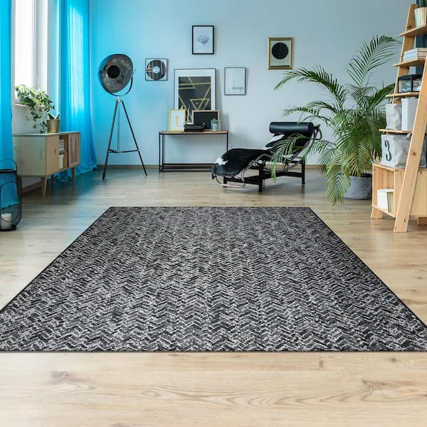 Afuera Herringbone Path Onyx-Shell 8 ft. x 11 ft. Indoor/Outdoor Area Rug